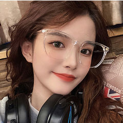 A pair of unisex anti-blue light black frame glasses for students, large frames, popular style, suitable for nearsightedness, trendy for men and women.