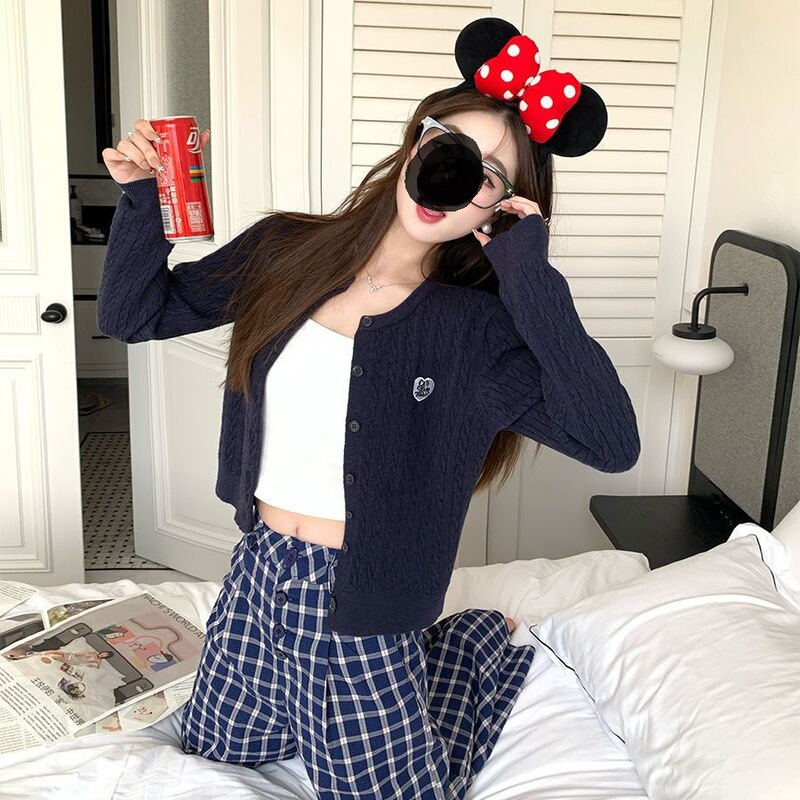 秋冬新款显瘦百搭针织开衫2025麻花外套女高级感韩系独特短款上衣|undefined