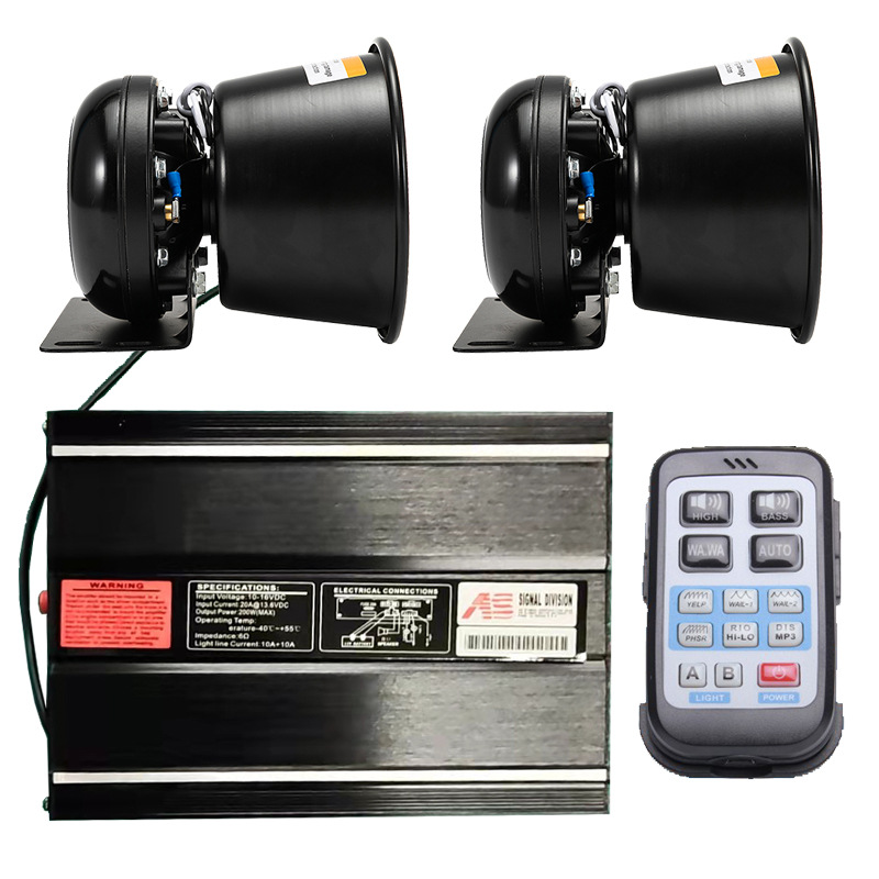 Wireless siren 400W car alarm loudspeaker high-pitched speaker AS7200B-2 + black horn
