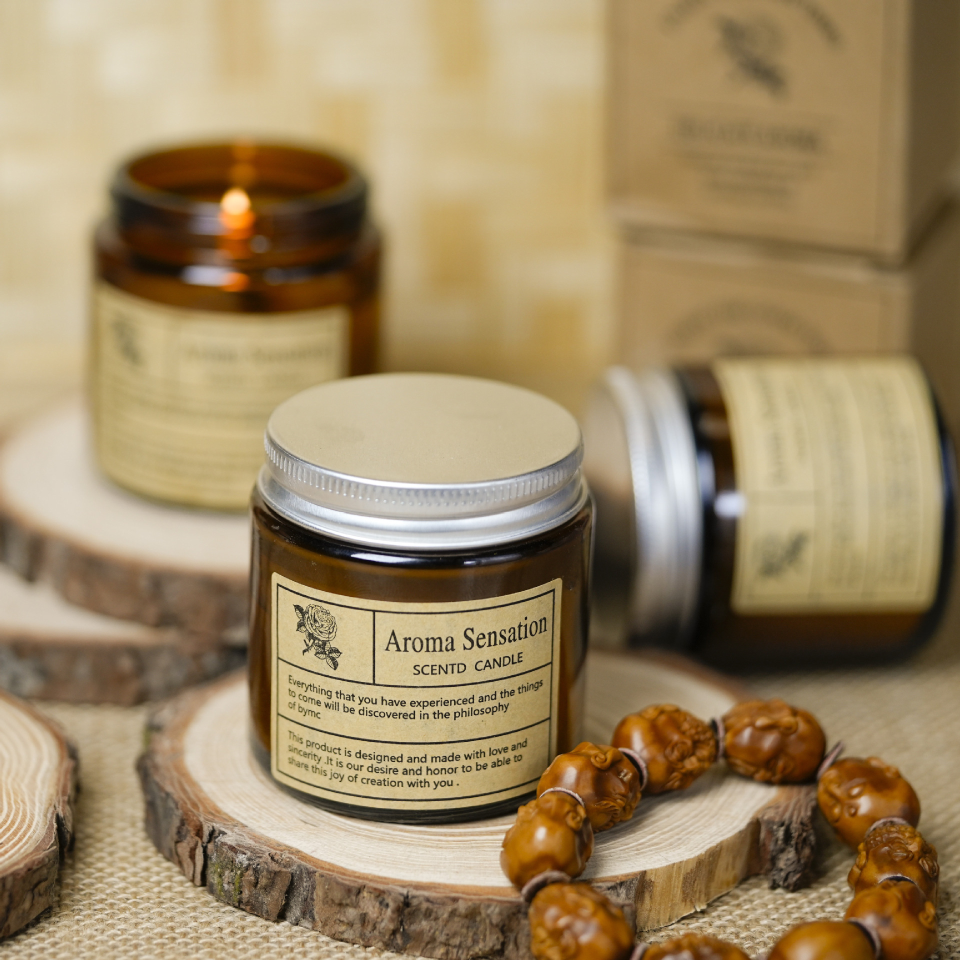 Vela aromática de cera de soja en vaso de vidrio para el hogar_voghion.com