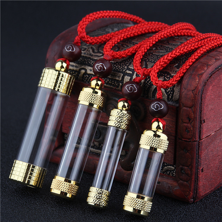 Al por mayor tubo hueco de amulet se puede abrir botella de píldora de alivio de corazón colgante botella de tesoro collar botella de camuza para hombres y mujeres