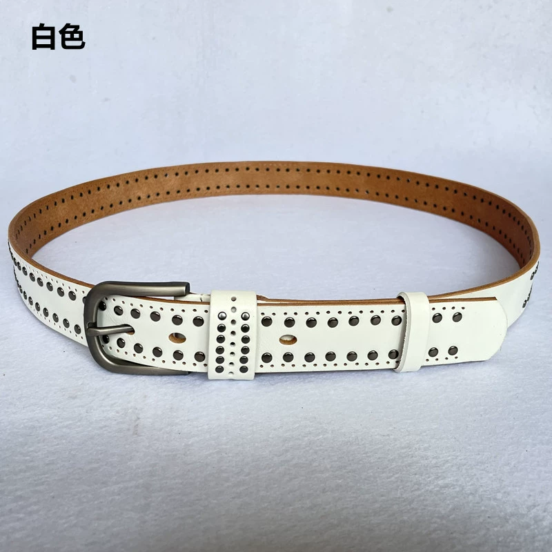 Leather retro belt, cowhide, punk style