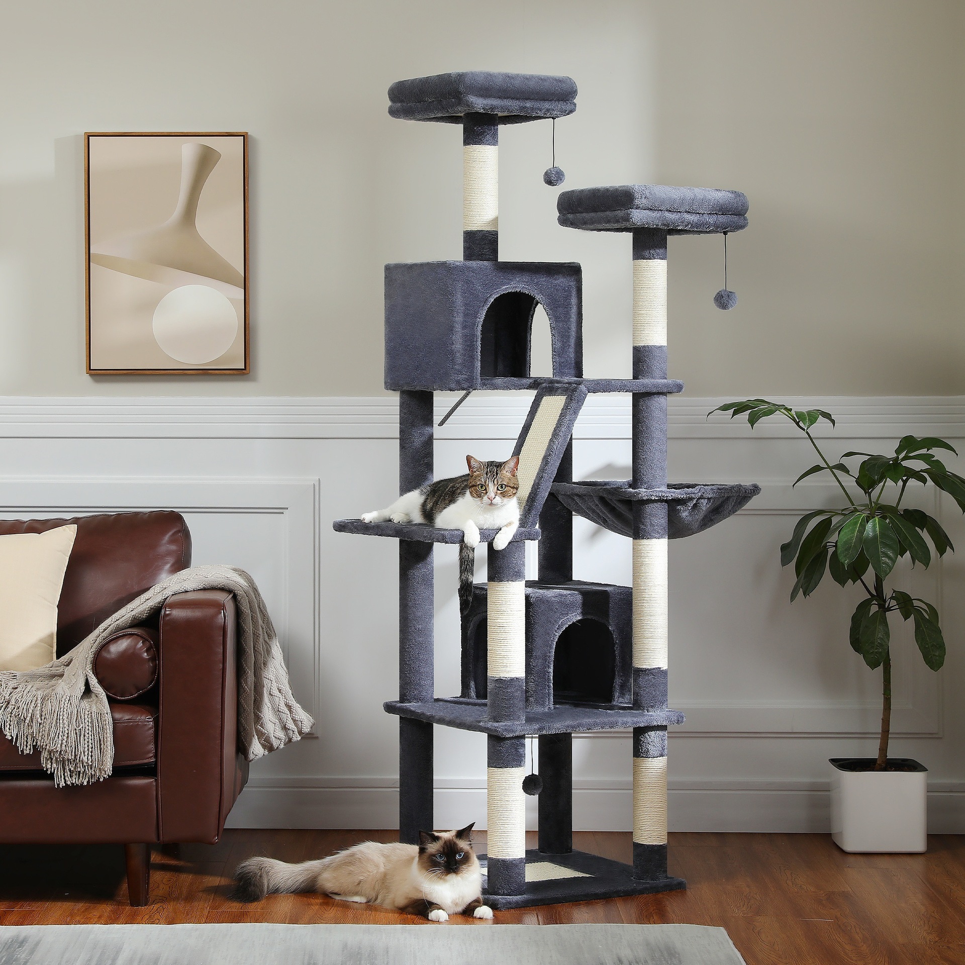 Large Cat Tree Tower for Indoor Cats 70.9 /45.7 Multi跨境|ms