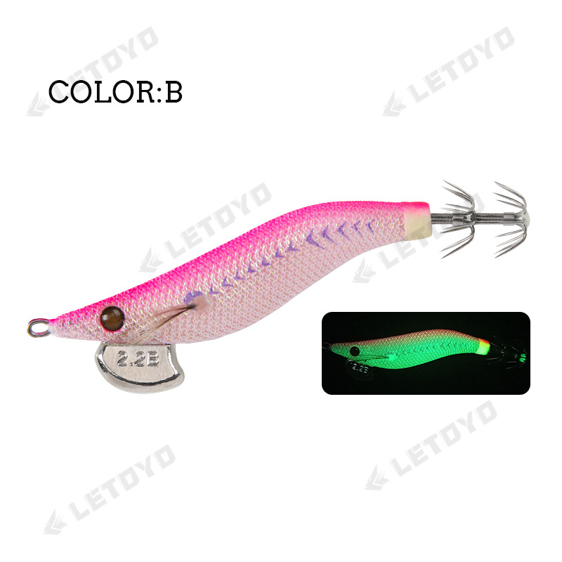 Camarón de madera pequeño LETOYO 1.8 #2.2 #2.5 # Luminoso Lulu Cebo falso Cebo de calamar Hook Luya Weihai Aparejos de pesca