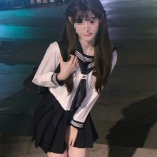 基础款日系正品中间服学院风学生校服原创jk制服绀领白三本水手服