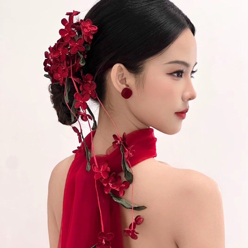 爆款西式新娘头花原创批发套装铃兰花发饰仿真花高级敬酒服新头饰|undefined