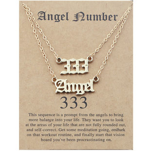 Cross -border new angel lucky digital Angel Number suit clavicle chain Amazon Wish card card necklace