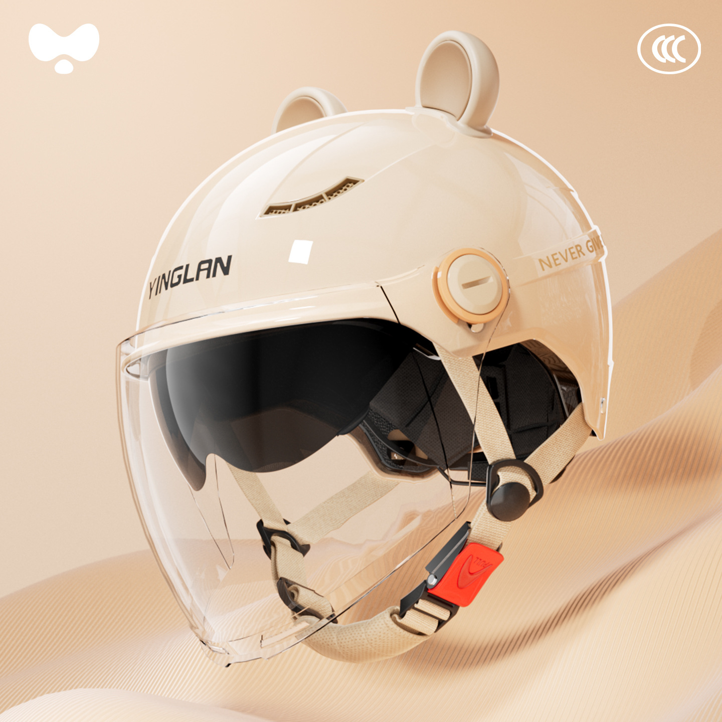 Motosiklet kaskı (dəbilqə), Universal Warm Motorcycle - 3c-cappuccino-apricot-outer-long-double-mirror-class-a-new-national-standard