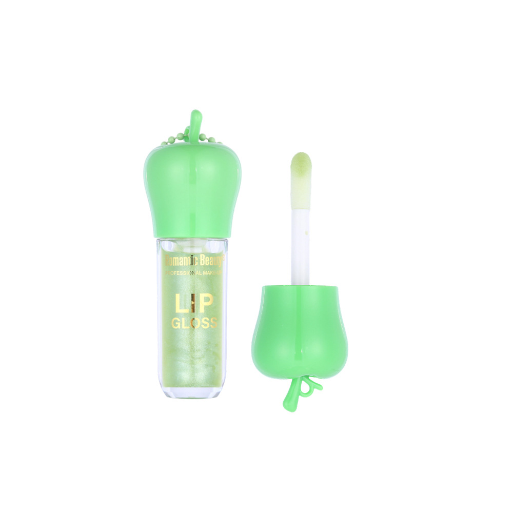 Esmalte labial de manzana verde transfronterizo con esmalte labial de agua perlada, lubrificante labial de color, lubrificante labial de color, espejo, lubrificante labial