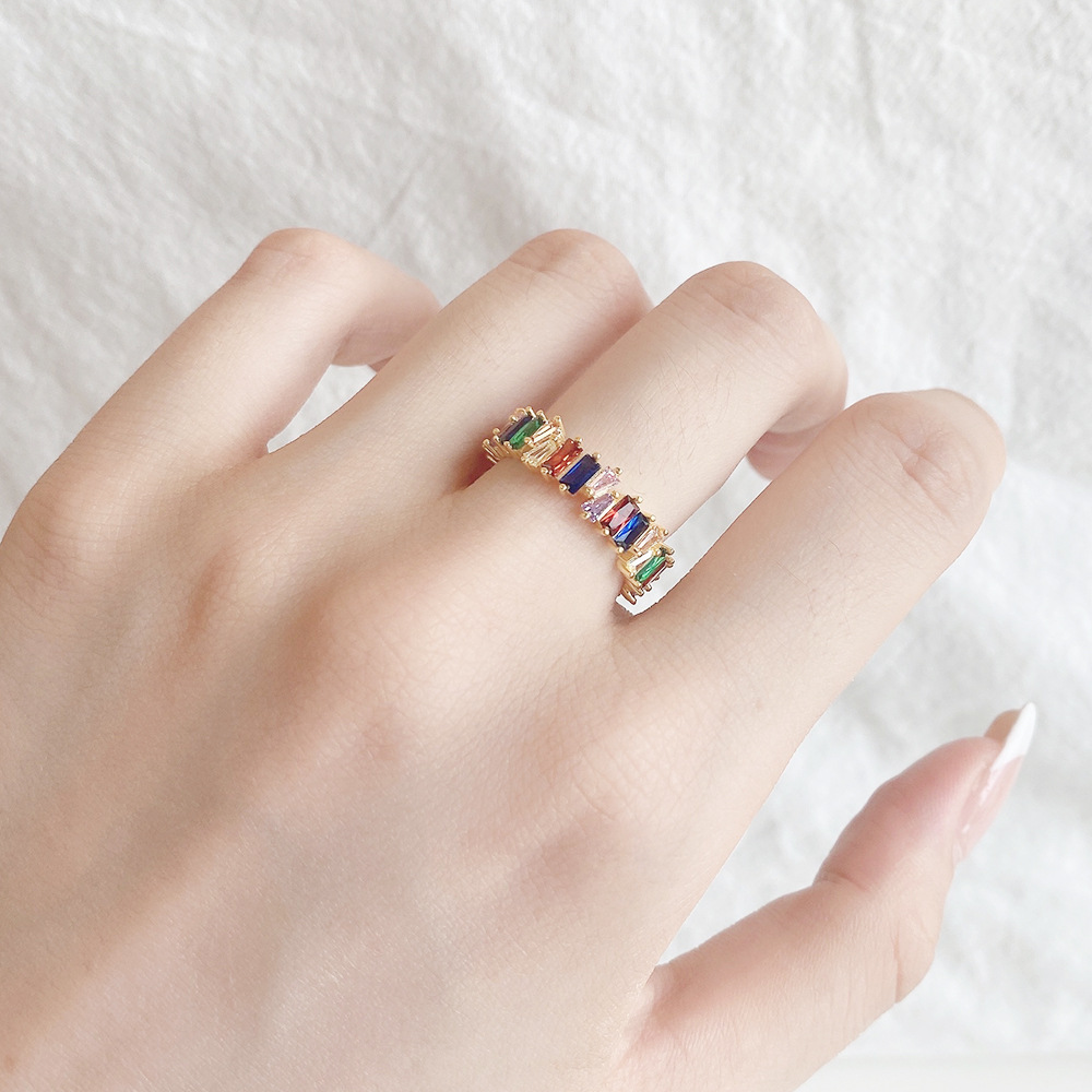 Glam Geometric Silver Plating Zircon Rings