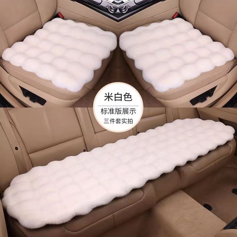 Car Seat Cushion Winter Free Shipping Rabbit Fur Plush No Backrest Three-Piece Set Thickened Winter Bubble Velvet Seat Cushion Thickened for Warmth