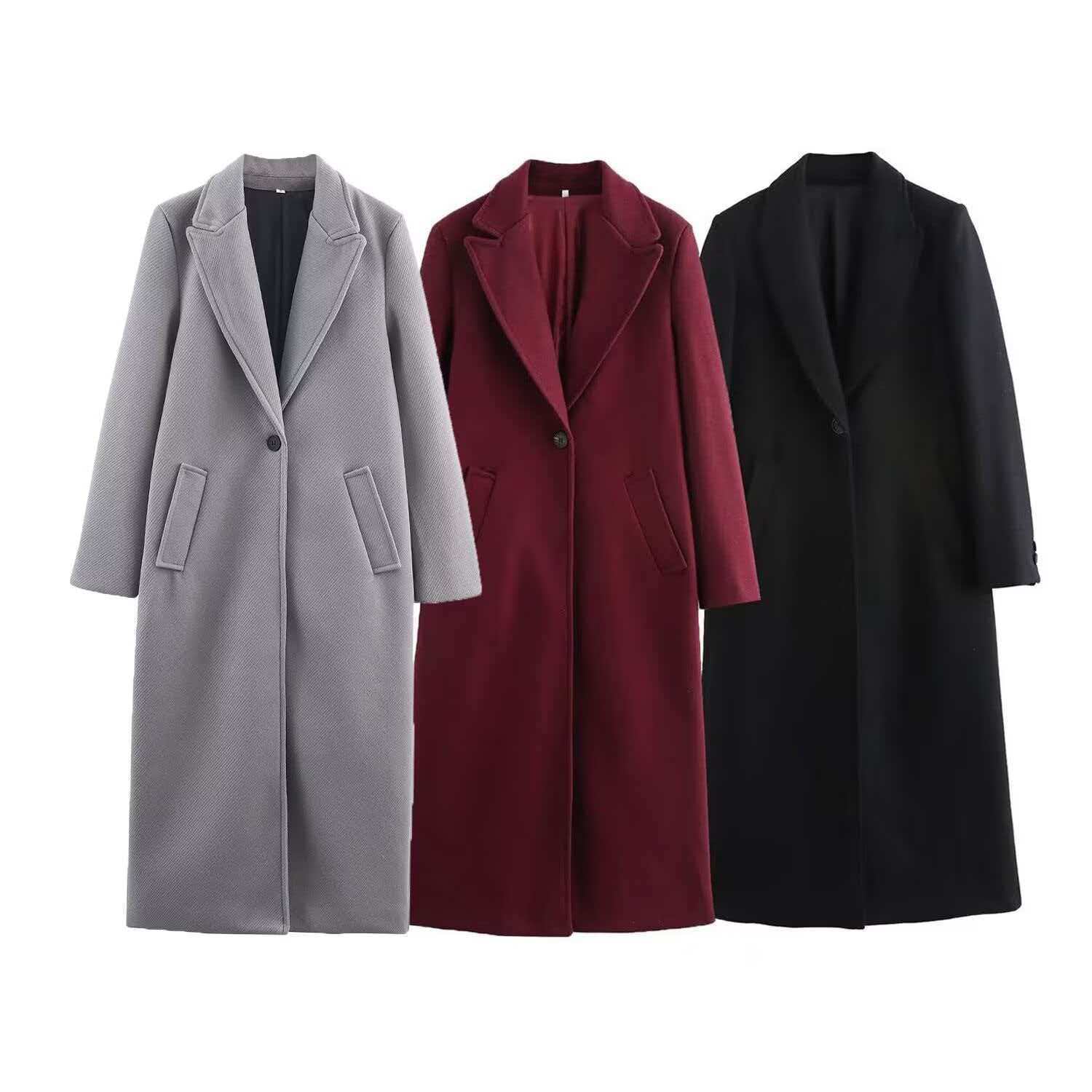 Cross-Border Export European and American Style Women's Clothing Za Autumn and Winter New Elegant Long Outwear Jacket