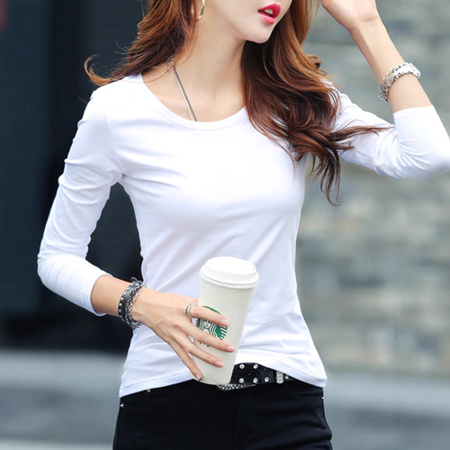 Women's Autumn 2025 Straight-Sleeve T-Shirt, Square Collar, Fitted Slimming Plain Color Base Shirt, Casual Top for Layering