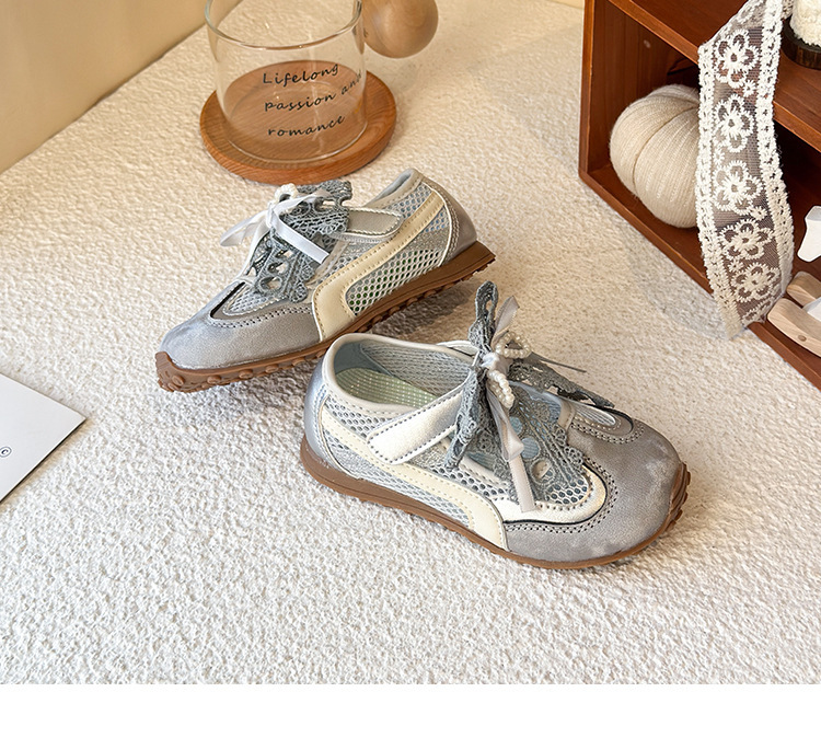 Breathable Mesh Sneakers For Girls With Bow Lightweight Trainers_voghion.com
