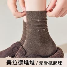蝴蝶结袜子女秋季中筒袜ins潮日系复古美拉德咖色堆堆袜秋季棉袜