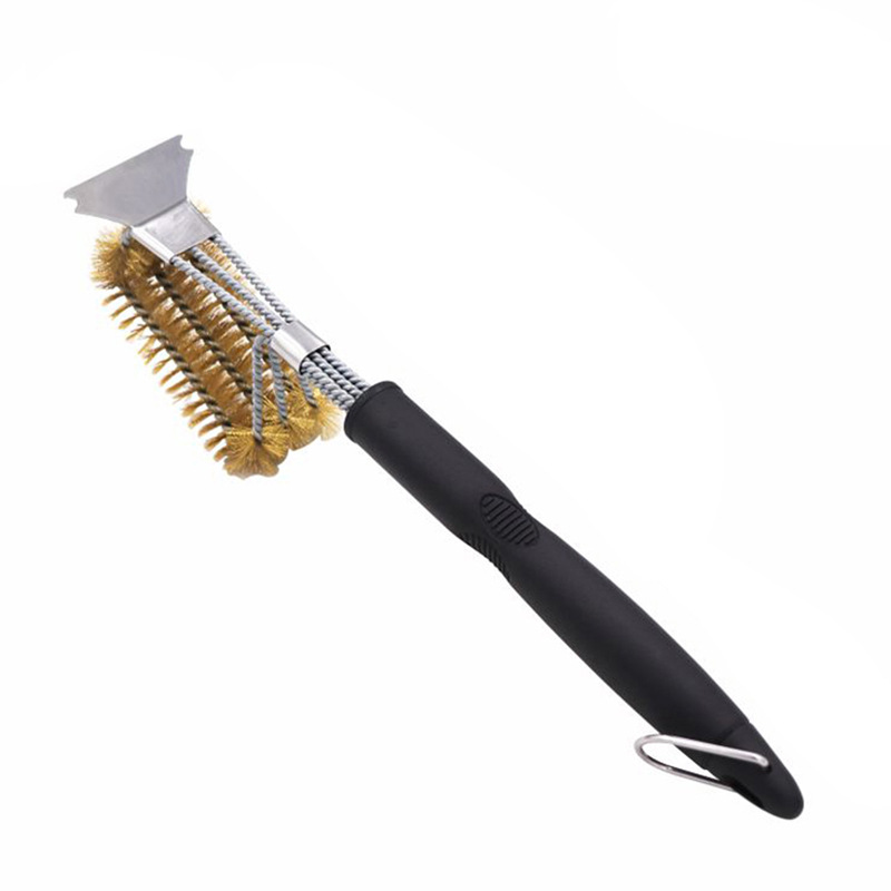 Cepillo de limpieza para barbacoa de tres cabezas de 18 pulgadas, cepillo de alambre para parrilla, cepillo de tres capas, cepillo de limpieza para parrilla al aire libre