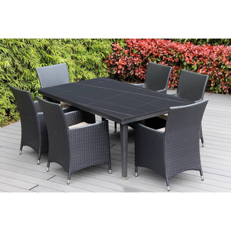 Mesas y sillas al aire libre, patio, combinación de sillas de ratán, terraza al aire libre, mesa de comedor comercial, silla, ocio, impermeable, protector solar