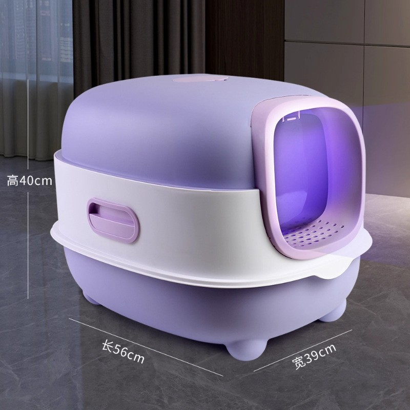 Explosión transfronteriza de arena para gatos totalmente cerrada inodoro para gatos de gran tamaño, arena para gatos de gran tamaño portátil, lavabo de heces para gatos de gran tamaño