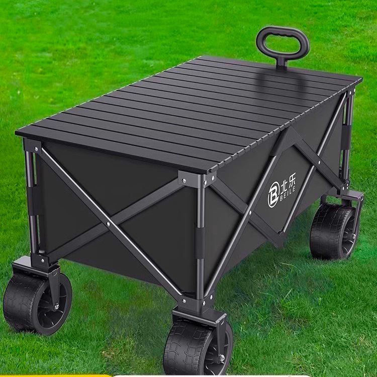 Camping Cart Outdoor Foldable Trolley Camping Picnic Trailer Household Portable Express Trolley Stall