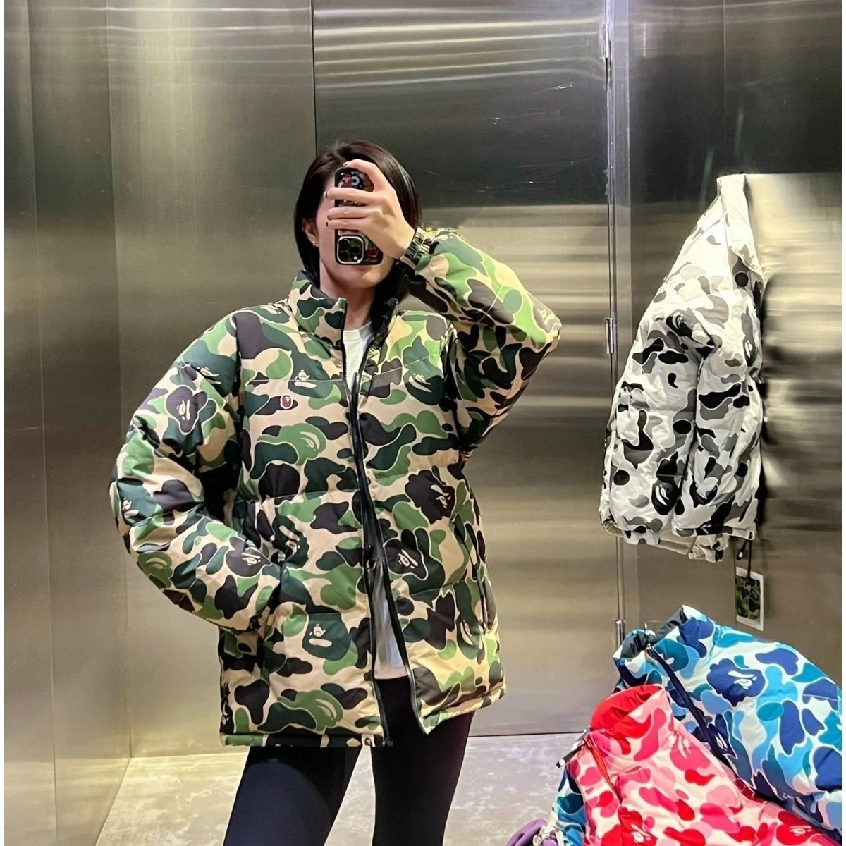 NASA's new winter collaboration with the ape head camouflage double-sided thickened Katie cotton-padded jacket.