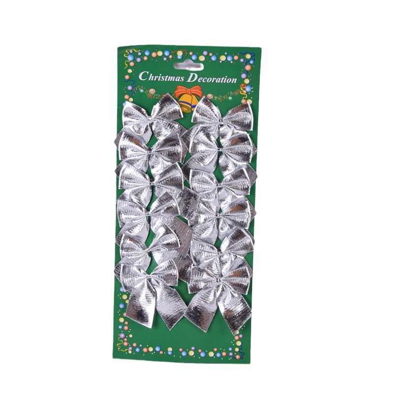Navidad decoraciones 5,5 cm oro y plata paño rojo bowknot (12 Navidad bowknot Navidad necesidades diarias
