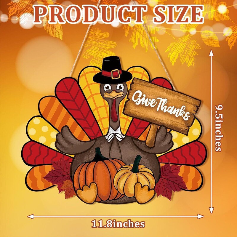 Creative Thanksgiving Turkey Pumpkin Welcome Wooden Sign Creative Decorative Plaque New Home Front Door Decoration