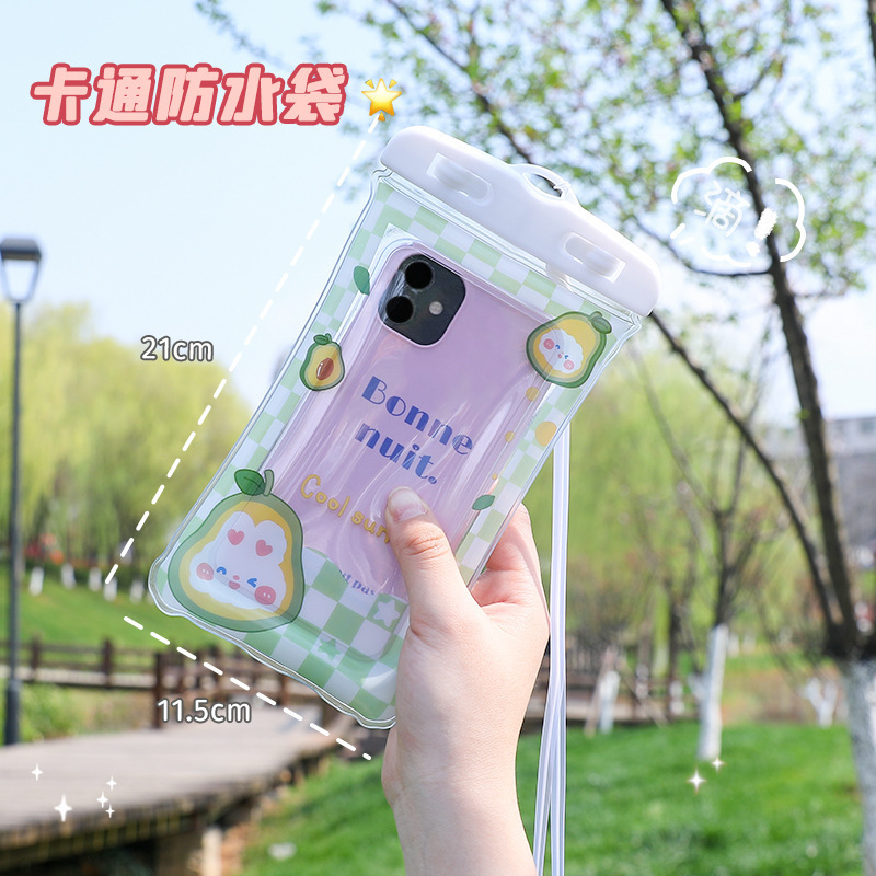 可爱卡通手机防水袋 气囊漂浮可触屏保护套 露营游泳手机袋子批发|undefined