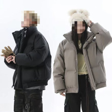 跨境冬季立领加厚韩版棉袄刺绣PU皮棉衣男宽松保暖冬装棉服情侣美
