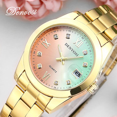 丹弗士經典款手錶亞馬遜跨境熱銷防水鋼帶日曆潮流男士腕錶男表