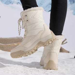 Russian Women's Snow Boots Winter Velvet Cold-Proof Thick-Soled High-Top Northeastern Cotton Shoes Outdoor Large Size Warm Cotton Boots