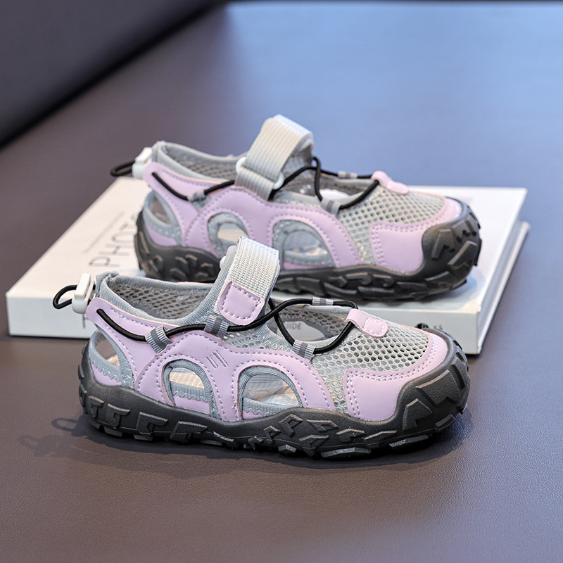 Sandálias de niñas verano 2026 nuevas zapatillas de niñas zapatillas de bocadillo de niños zapatos de retroceso suaves de malla transpirable image 5