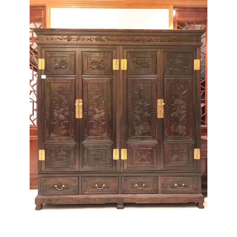 Laos Red Rosewood Rosewood Lotus Wardrobe Bedroom Storage Cabinet Top Box Cabinet