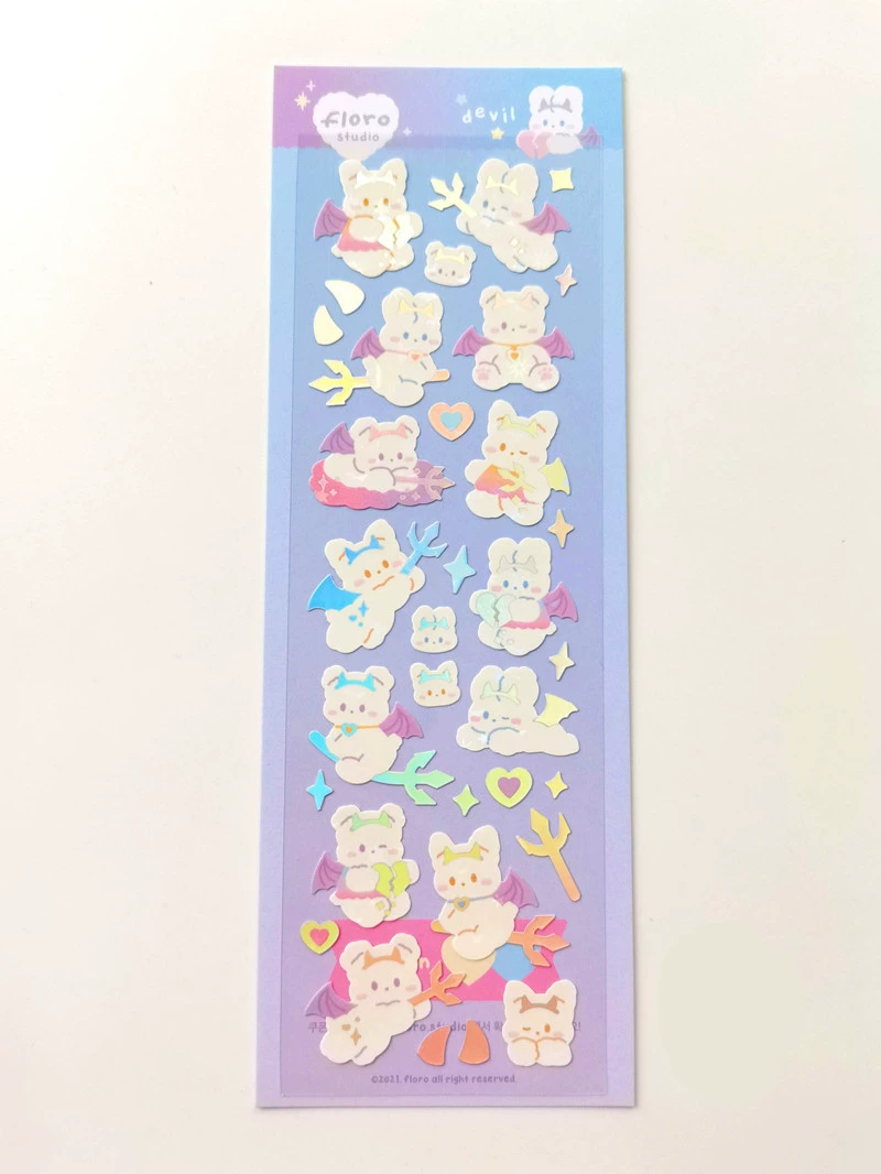 Стикер Little Rabbit Life, 5×15 см в южнокорейском стиле — 6 дизайнов с эффектом горячего серебра