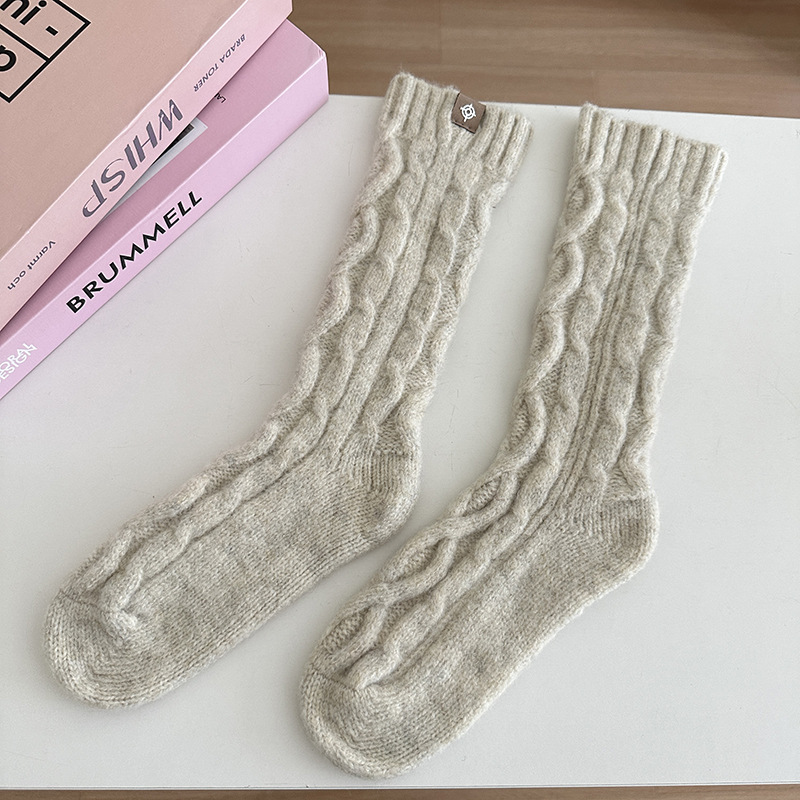 Polyacrylonitrile Fiber Fabric Type Unisex Casual Solid Color Polyacrylonitrile Fiber Crew Socks A Pair