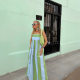 2025 New Spring and Summer Women's Shoulder Strap Striped Printed Fairy Long Elegant Large dress Women