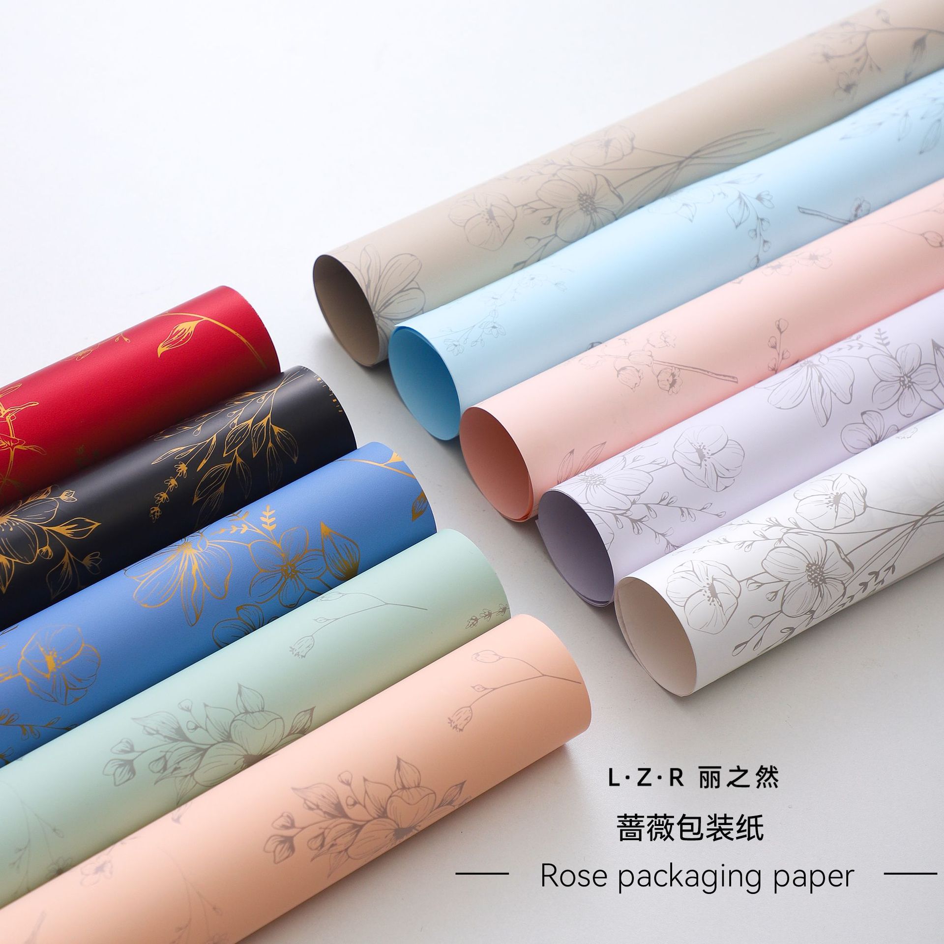 Li Zhi Ran nuevo papel de embalaje de flores rosa impermeable flor florista papel de embalaje de flores