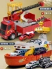 Big set railed, alloy car, fire truck