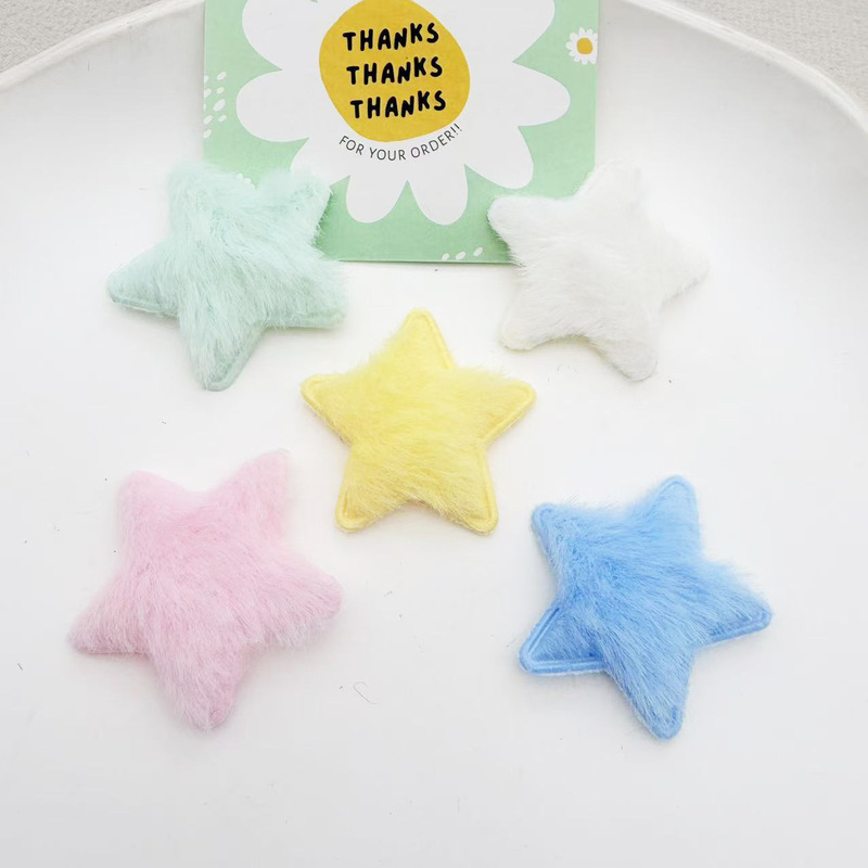 Hot-Selling 3.5cm Single-Sided Small Five-Pointed Star Plush Accessories DIY Clothing Toy Decoration Materials Wholesale