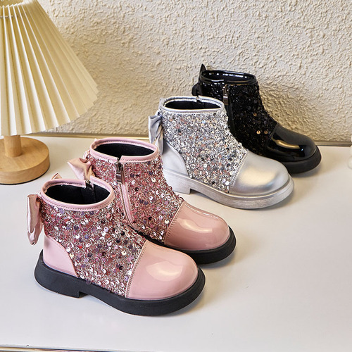 Chao Niu Children's Boots for Girls, Short Boots, Fashion 2025, for Middle and Small Children, Princess Boots, Dance Party Shoes, Winter and Autumn Girl