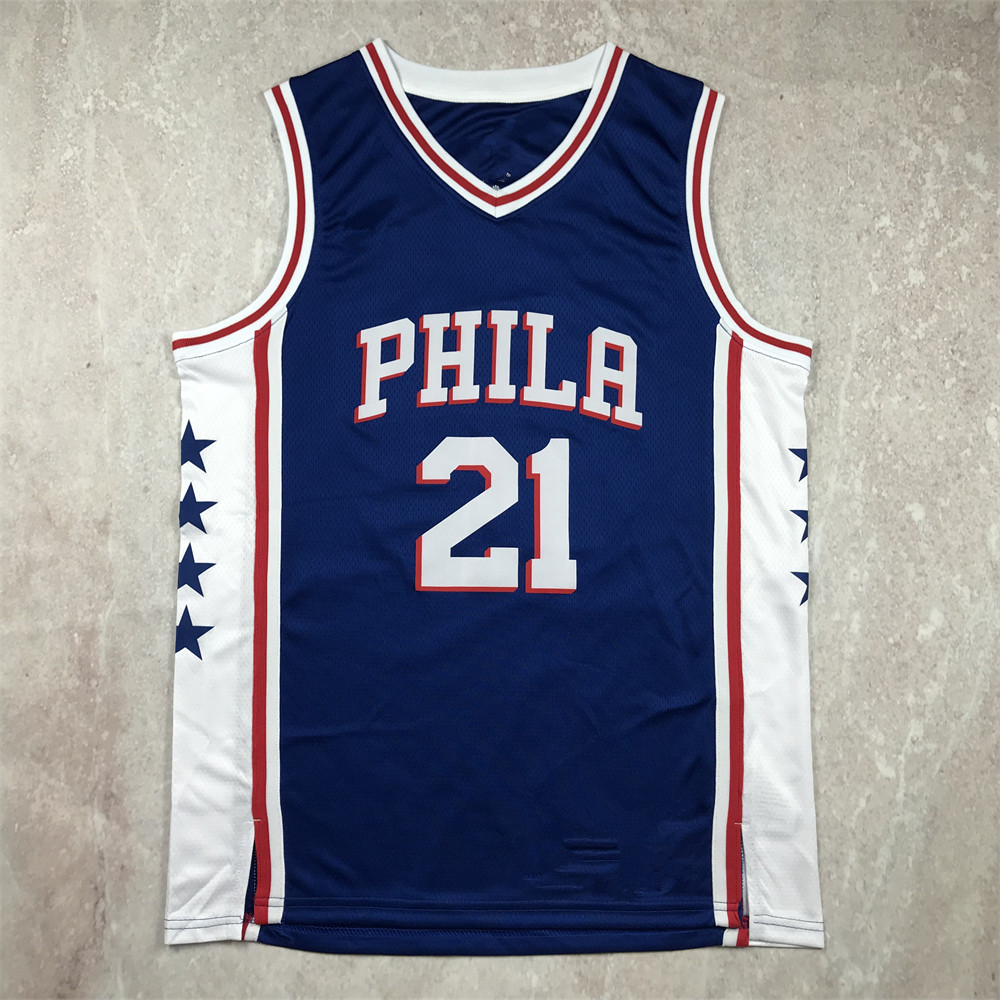 Heat-Pressed 76Ers Basketball Uniform No. 21 Embiid Embiid Harden Harden Maxey Maxey Jersey