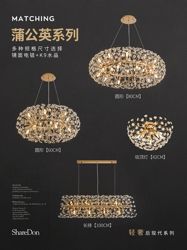 Luxury Chandeliers, Dandelion Pendant Lights, Living Room, Light Luxury, Internet Celebrity, Master Bedroom, Restaurant, Crystal Lamps, Simple Designer, Creative Lighting Decor