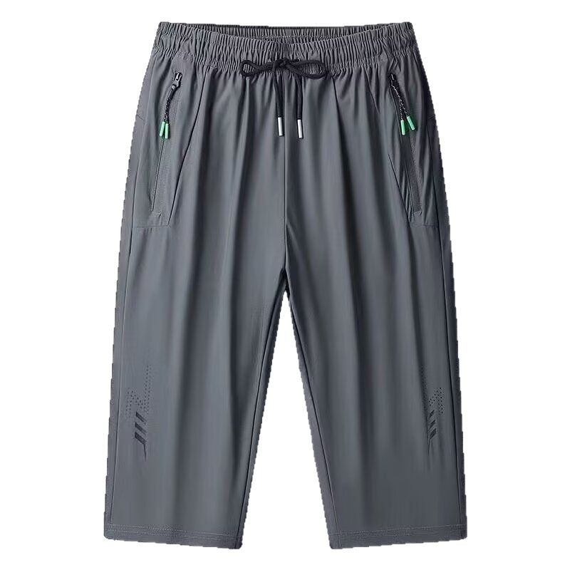 Source Factory Specializes in Foreign Trade Summer Ice Silk Cropped Pants Men's Casual Sports Pants Quick-Drying Breathable Beach Pants