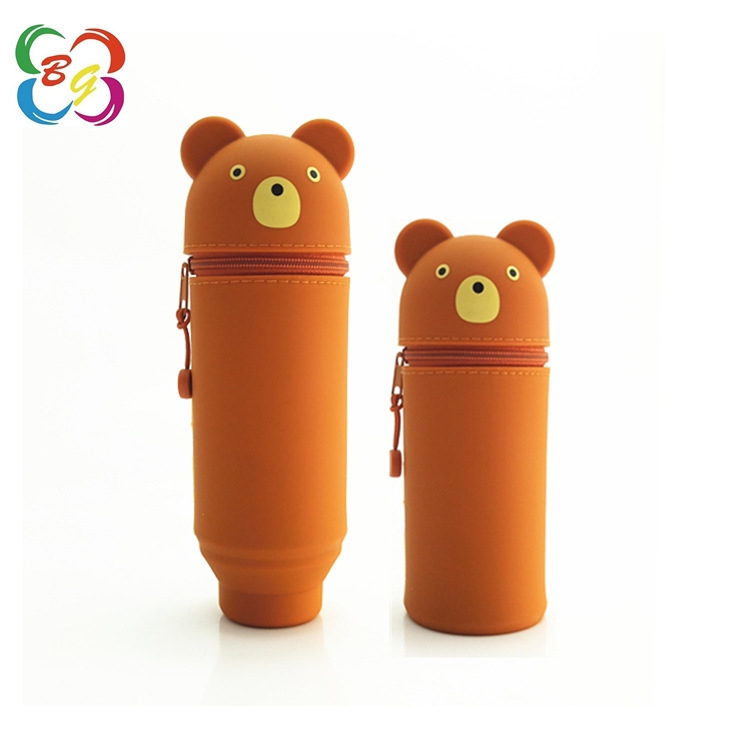 cilindro de silicona bolígrafo bolígrafo cilíndrico portátil estudiante de gran capacidad cartón telescópico flip bolsa de papelería caja de almacenamiento