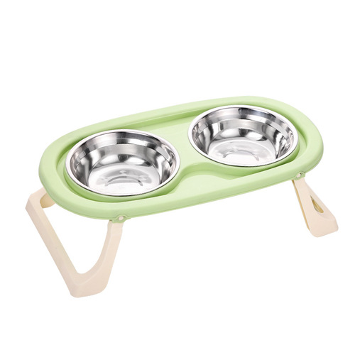 Cat bowl, stainless steel pet bowl, dog bowl, cat food bowl, cat bowl, neck guard, high feet, foldable pet drinking water feeding bowl