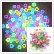 50颗6x9mm大孔珠荧光彩色桶珠亚克力材料  小马珠辫假发串珠散珠