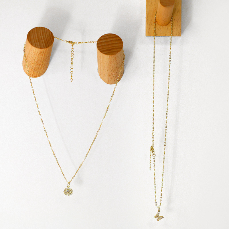 Hip hop butterfly eyes copper zircon necklace