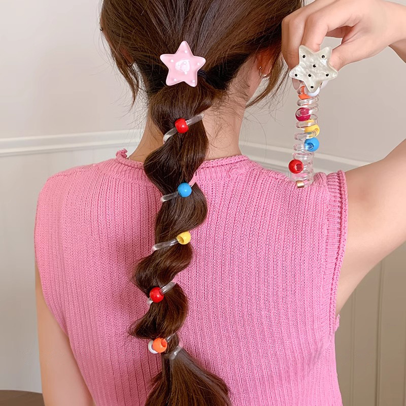 Estrellas de punto de onda línea telefónica anillo de cabello para mujeres 2025 nueva alta elasticidad y duradera con una correa de cabello de cola de caballo tocado