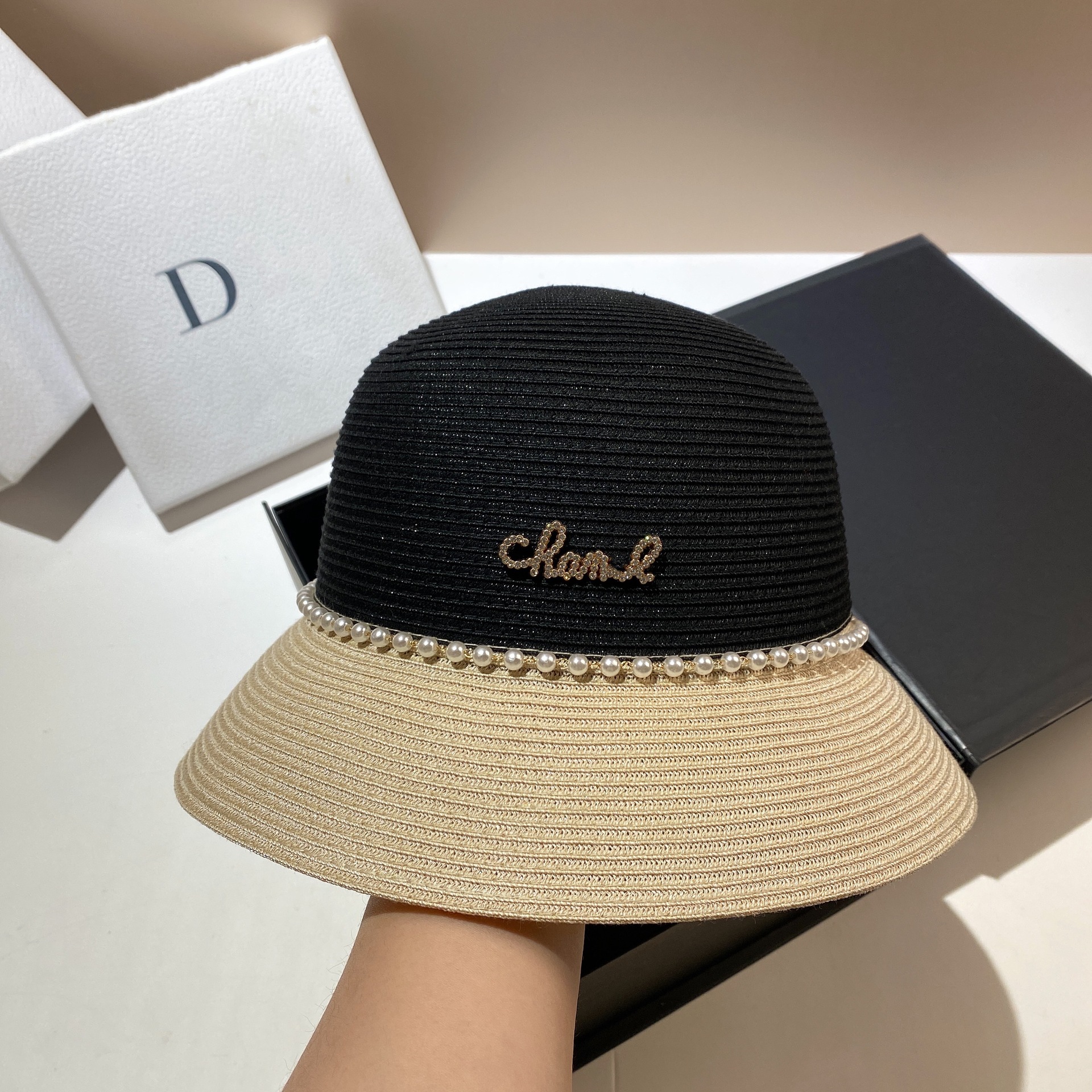 Été Pliable, Lavable, Parasol, Crème Solaire, Pot Coloré Célébrité Élégante, Petit Vent Parfumé, Chapeau De Paille Perlée,_voghion.com