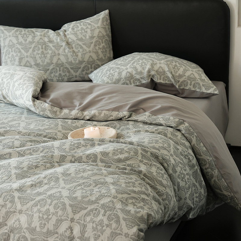 Tres capas de gasa yameng - gris azul claro