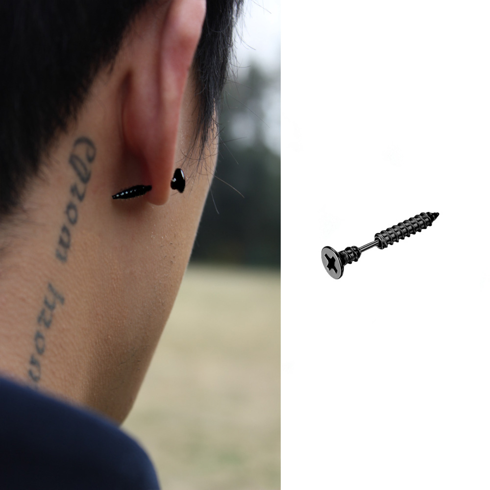 Unisex Gender 1 Piece Streetwear Nail Plating Titanium Steel Screw Backs Ear Studs